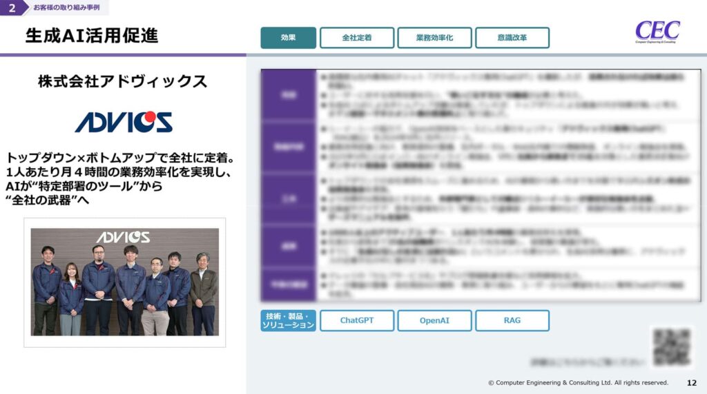 事例の一部をご紹介「株式会社アドヴィックス」様